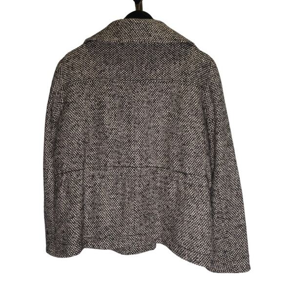 Ann Taylor Loft Tweed Coat Double-Breasted Drawstring Waist Collared Grey Sz XL - Picture 10 of 16
